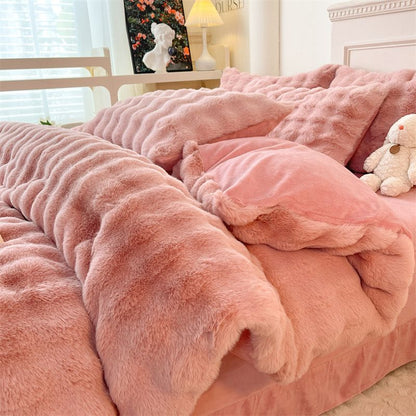 Custom Size Luxury Plush Shaggy 4pcs Bedding Set