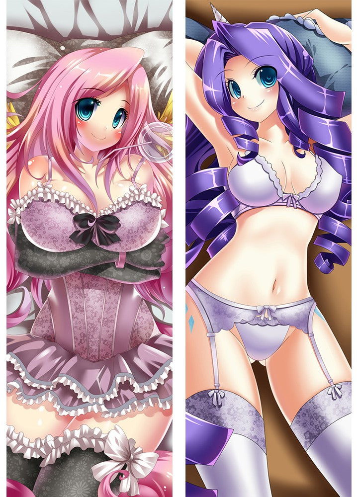 Oreiller Dakimakura Fluttershy et Rarity de Mon Petit Poney (MLP)