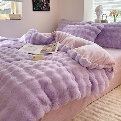 Custom Size Luxury Plush Shaggy 4pcs Bedding Set