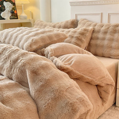 Custom Size Luxury Plush Shaggy 4pcs Bedding Set