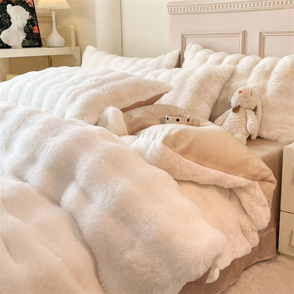 Custom Size Luxury Plush Shaggy 4pcs Bedding Set
